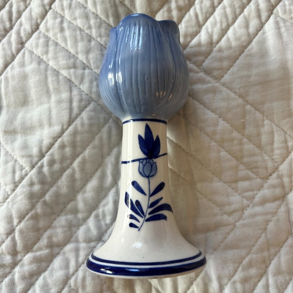 Vintage Delft hand-painted ceramic candle stick holder